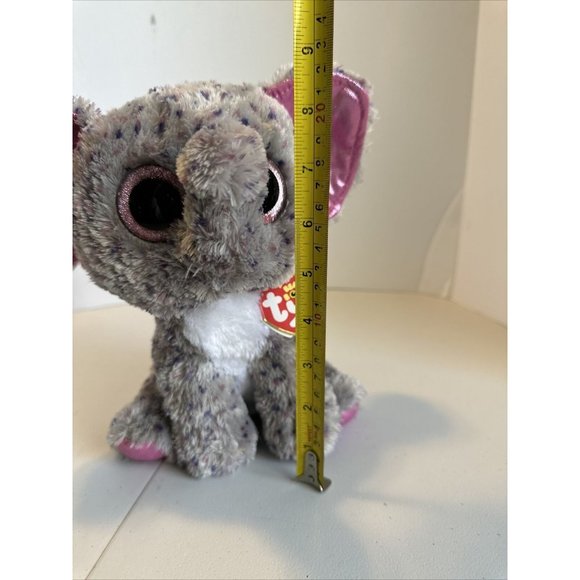 Ty SPECKS the Speckled Grey Elephant 9 Inch Beanie Boos Grey Pink Glitter W Tag - Picture 14 of 14